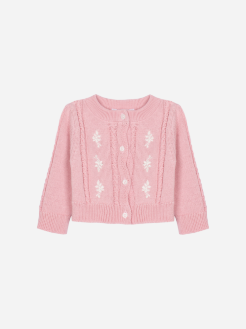 Patachou Baby girl dress and cardigan ecru sweet pink