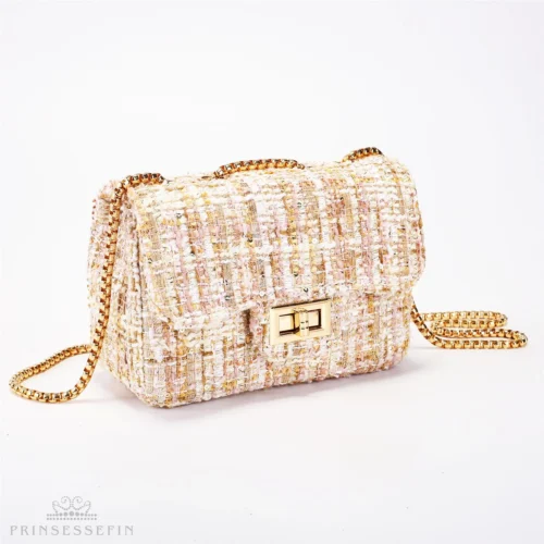 Prinsessefin tweed peach/gold bag