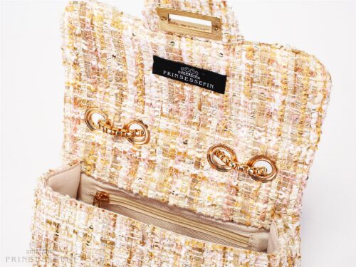 Prinsessefin tweed peach/gold bag